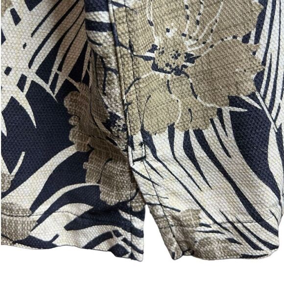 Caribbean Pure Silk Men's Short Sleeve Shirt Tropical Print Black Tan‎ Cream XL - Picture 7 of 7